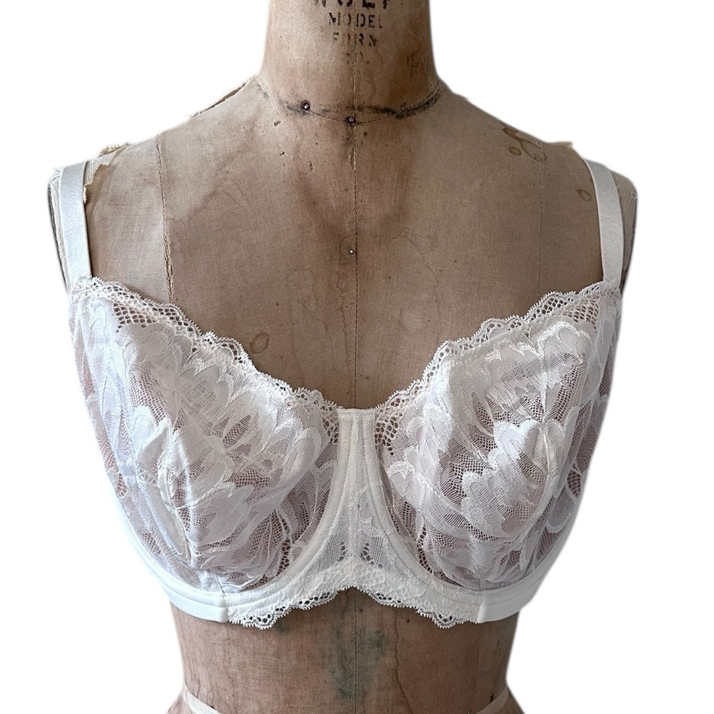 True & Co Cream/ Peach Lace Balconette Bra Underwire Size 40 DD New NWT Coquette
